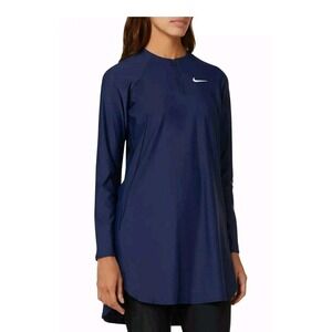 Nike Swim Victory Rash Guard Dress UPF 40 Long Sleeve Swim Tunic Blue WomenS NWT